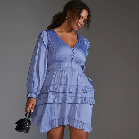By Anthropologie Dresses & Skirts - ☀️Ruffled Dress in Blue